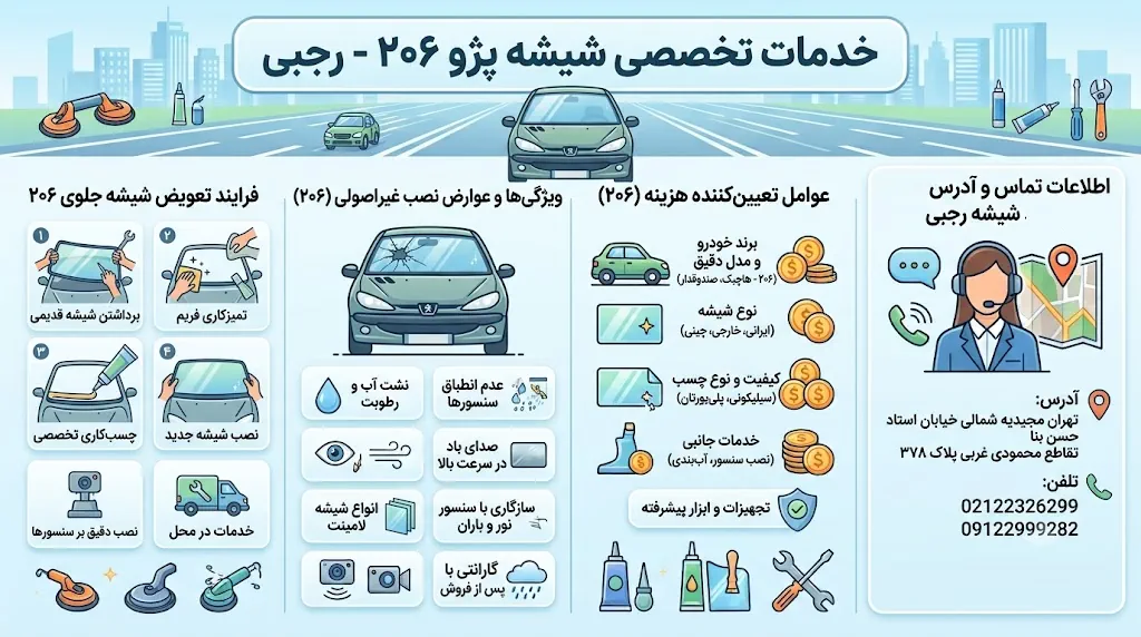 شیشه جلوی پژو 206 شیشه جلوی پژو 206