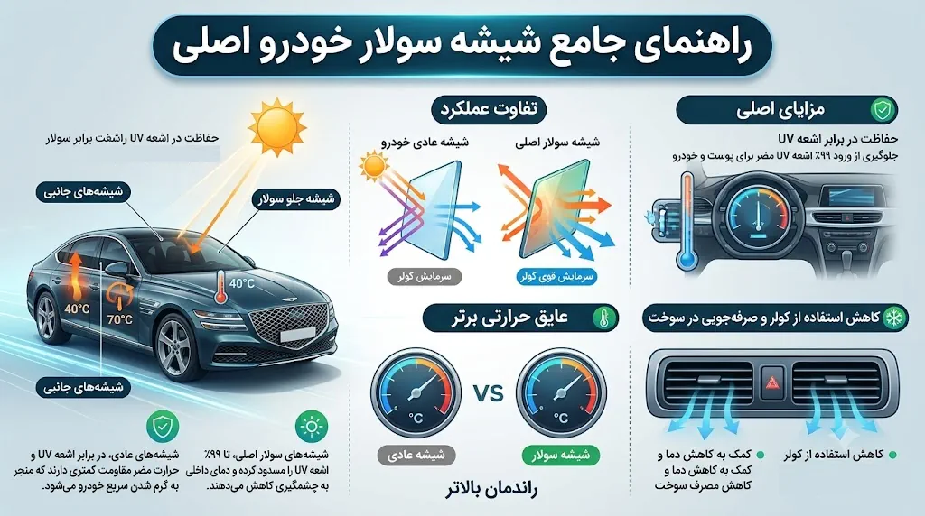 شیشه سولار دودی اتومبیل شیشه سولار